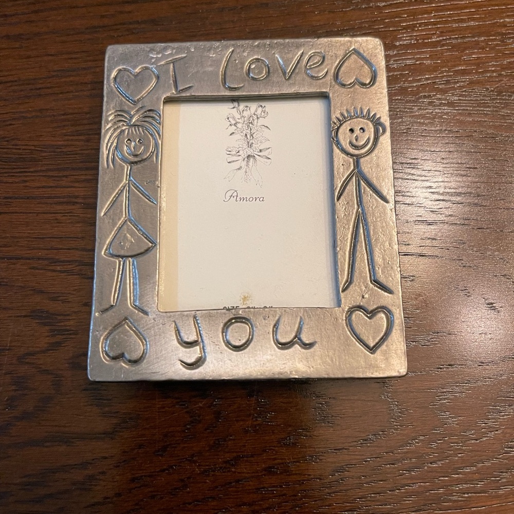 Silver Photo Frame - I Love You Design